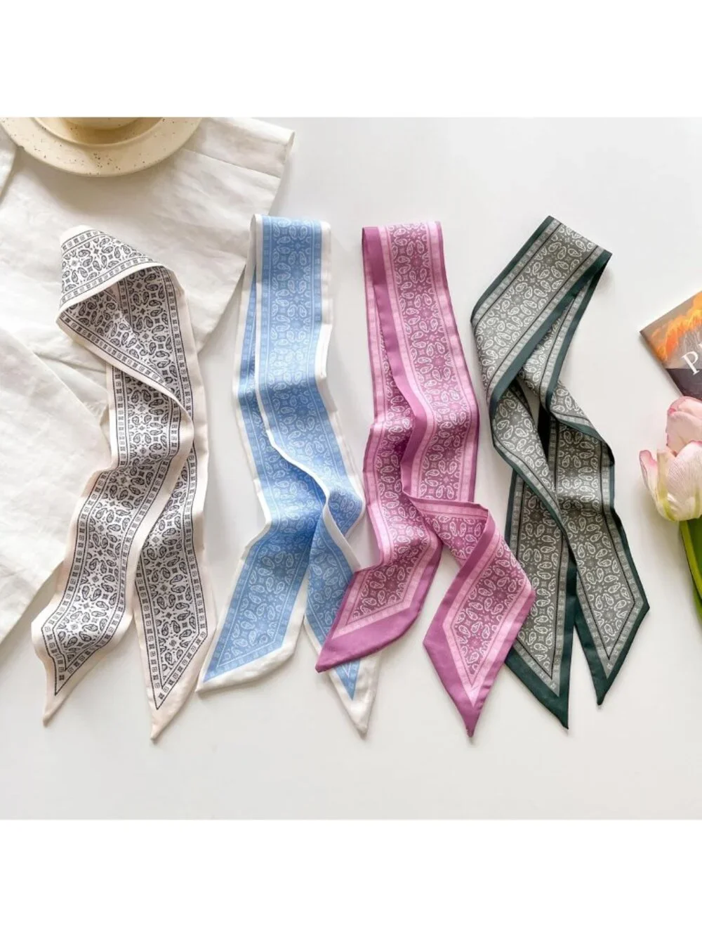 Lightweight Silk Hair Scarves for Women - 4/40 Pcs Headbands & Bag Accessories